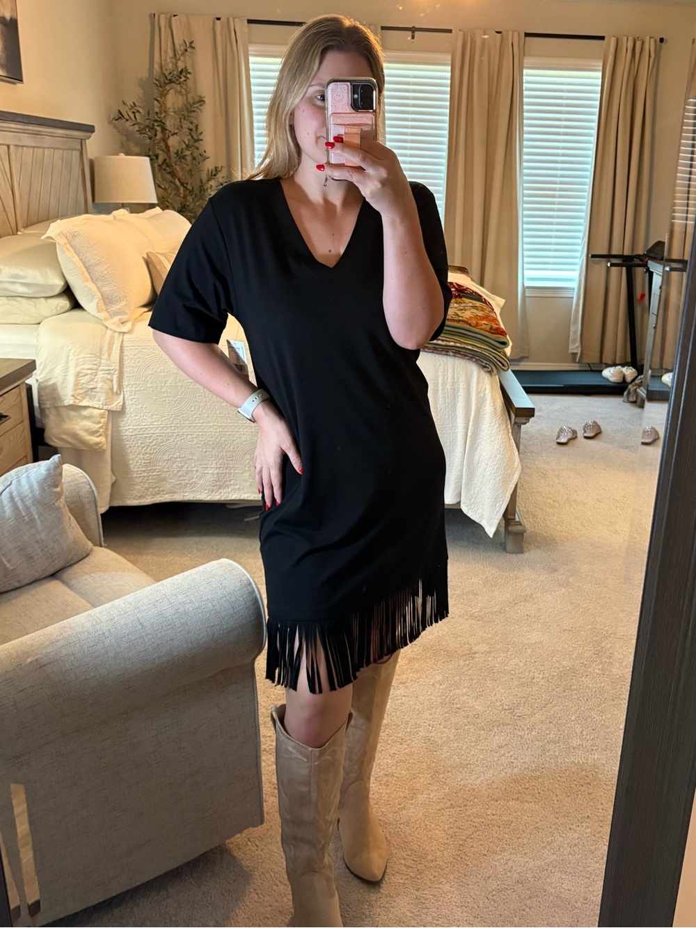 Karen Kane Black Fringe Dress
